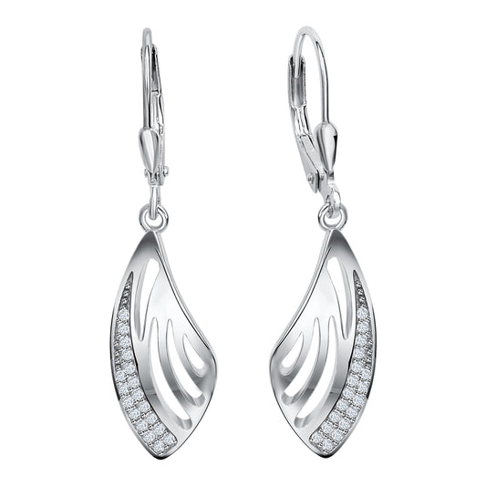 Ohrringe 925 Silber rhodiniert mit weißen Zirkonia-Steinen