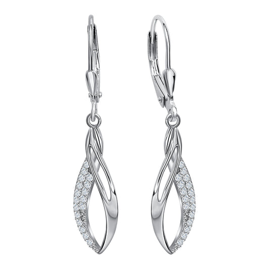 Ohrringe 925 Silber rhodiniert mit weißen Zirkonia-Steinen