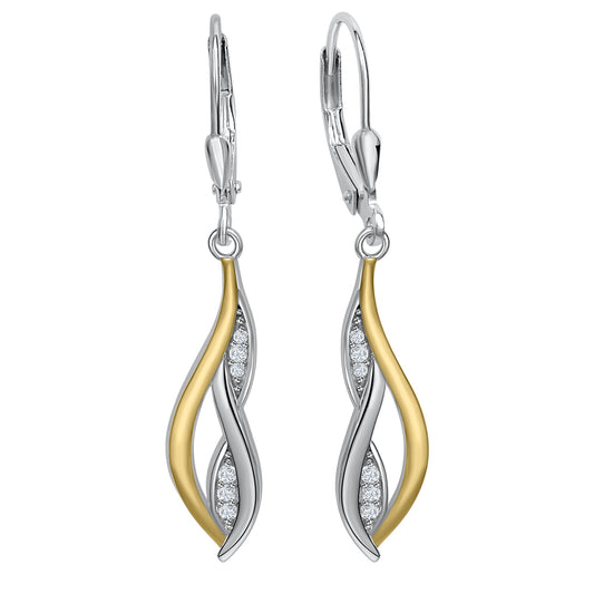 Ohrringe 925 Silber rhodiniert mit weißen Zirkonia-Steinen