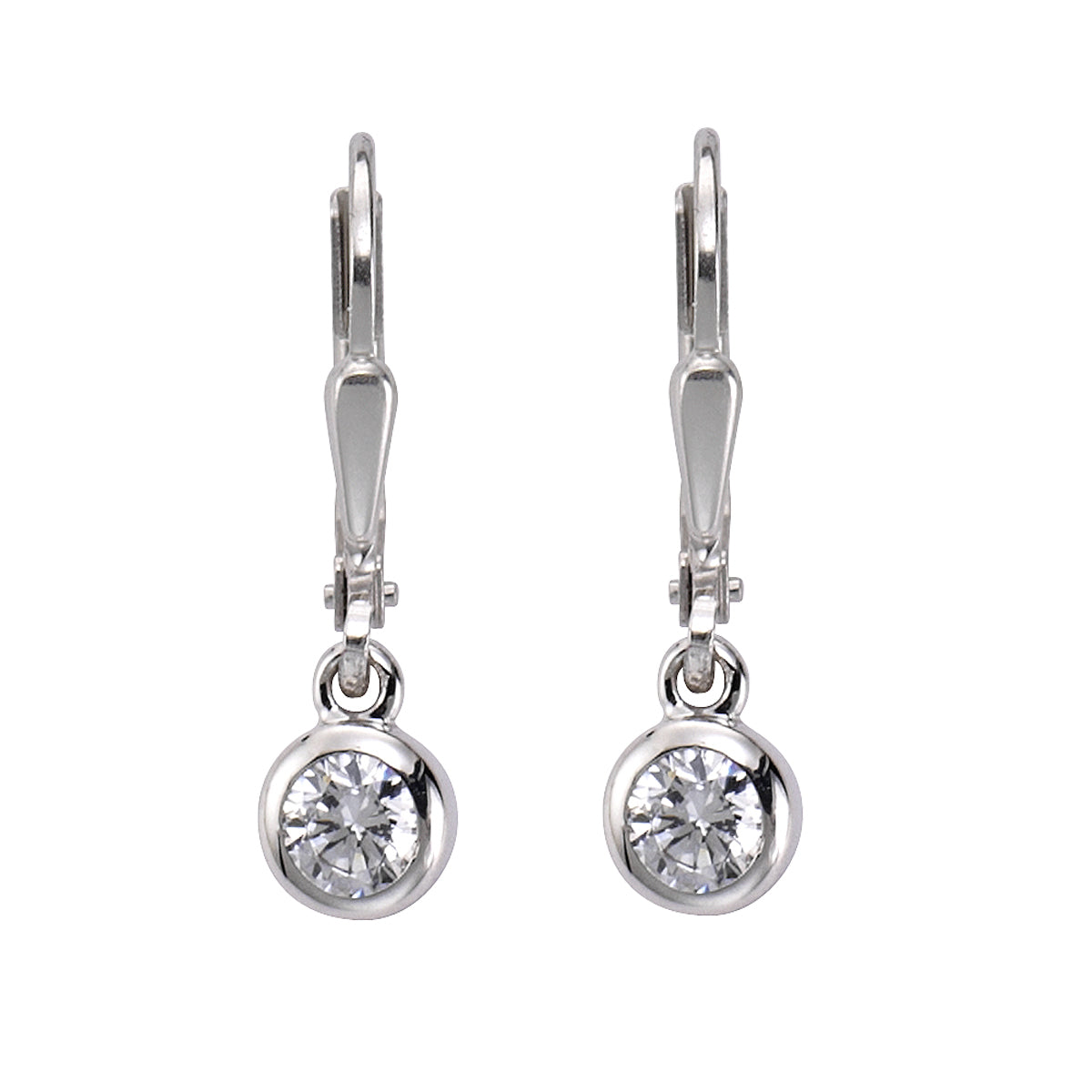 Ohrringe 925/- Sterling Silber rhodiniert 2cm Zirkonia