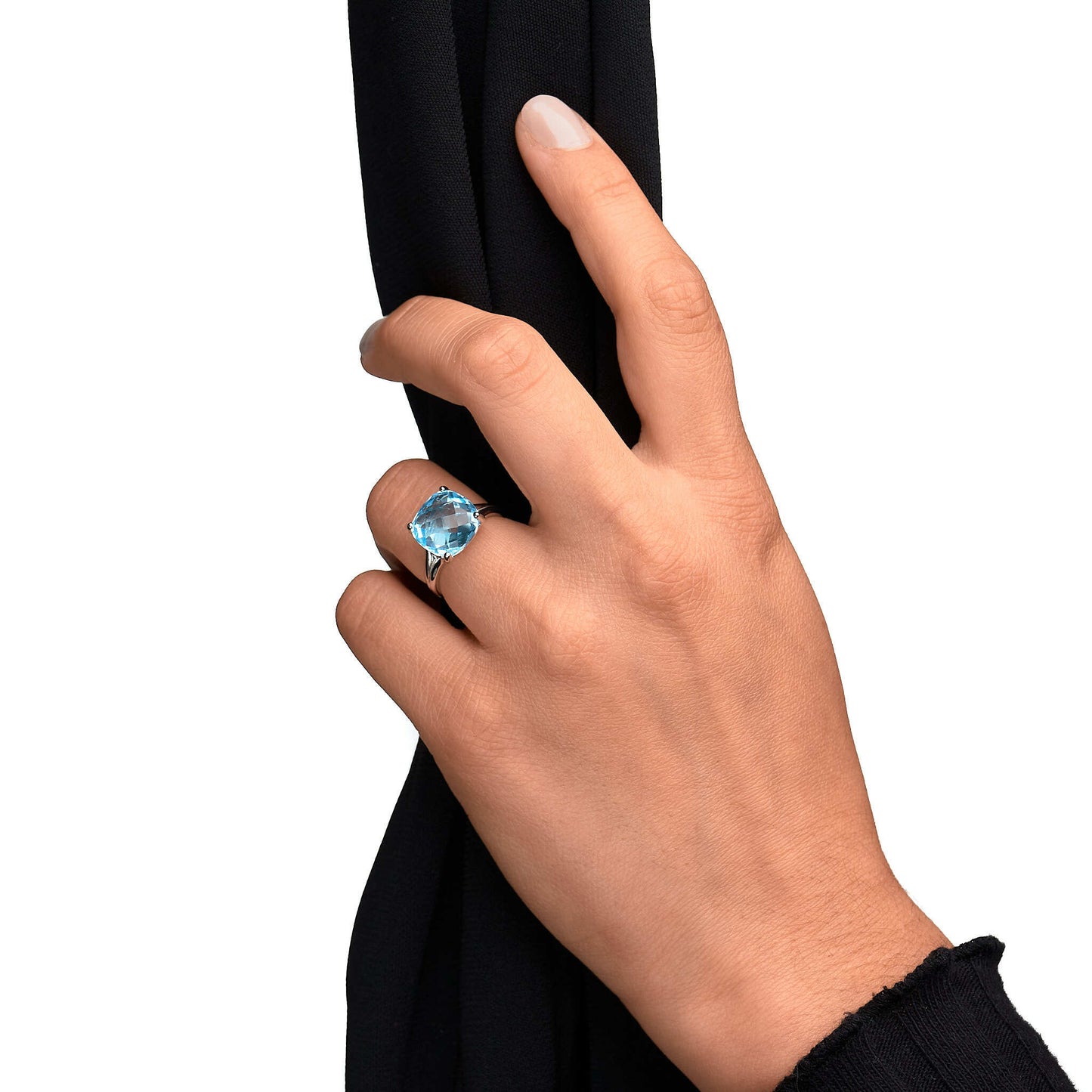 Ring 925/- Sterling Silber rhodiniert Blautopas beh.