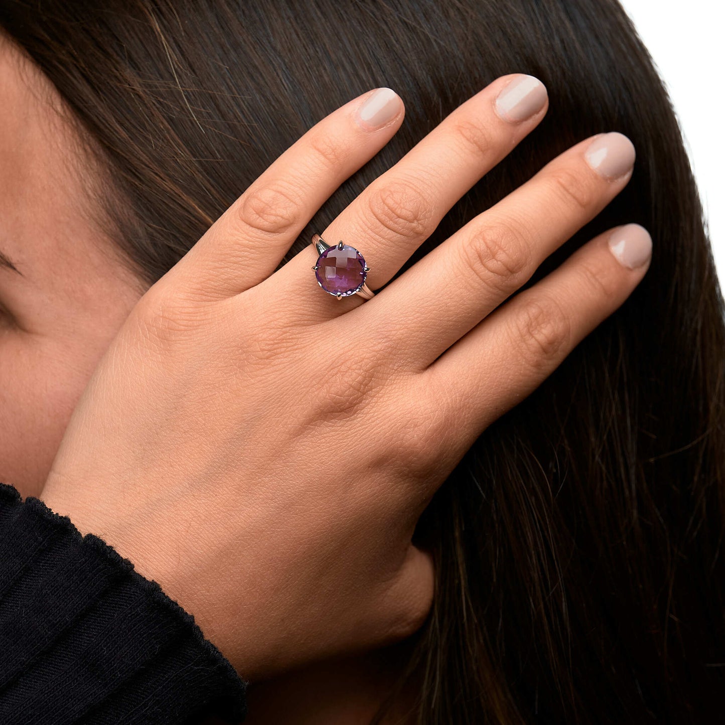 Ring 925/- Sterling Silber rhodiniert Amethyst 4,7ct.