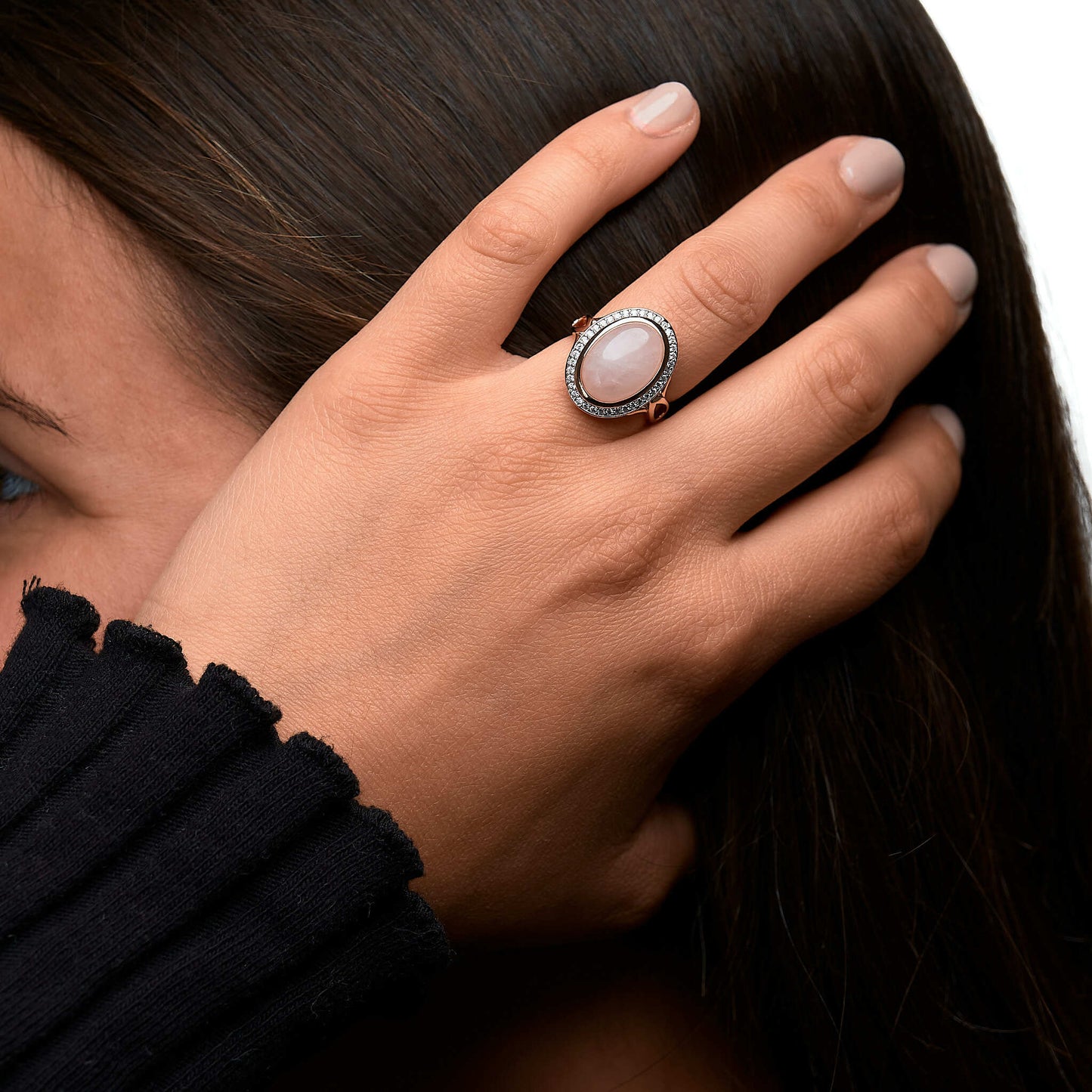 Ring 925/- Sterling Silber rotvergoldet Rosenquarz