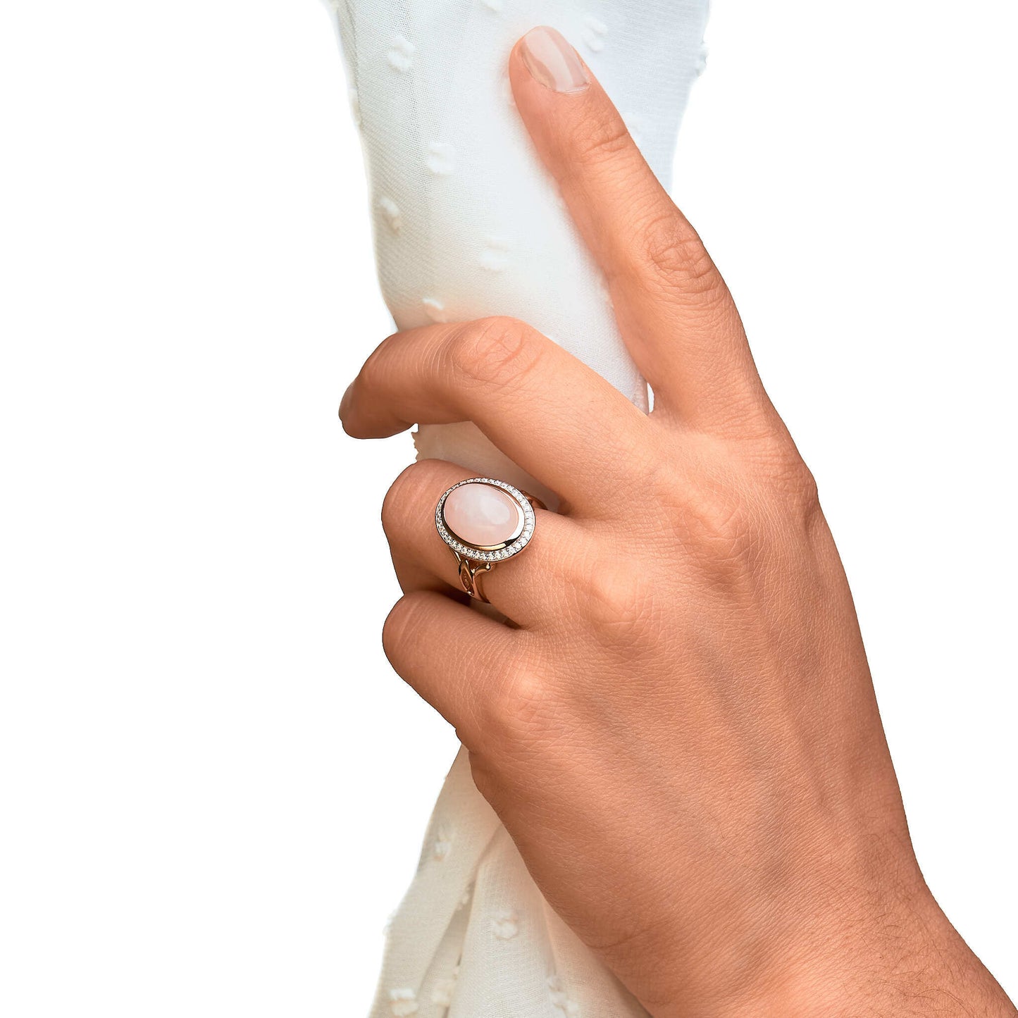 Ring 925/- Sterling Silber rotvergoldet Rosenquarz