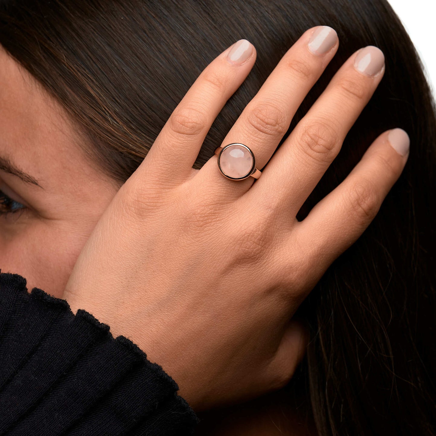 Ring 925/- Sterling Silber rotvergoldet Rosenquarz