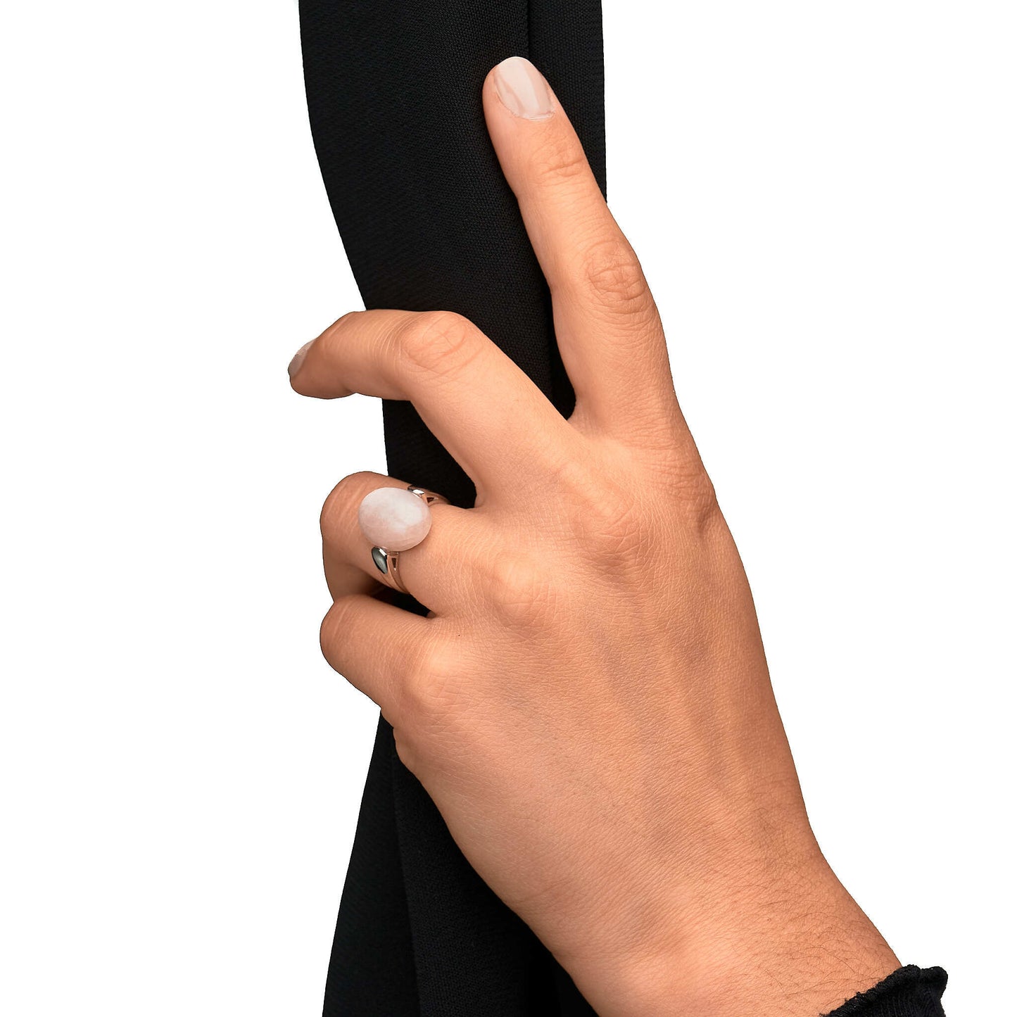 Ring 925/- Sterling Silber rhodiniert Rosenquarz