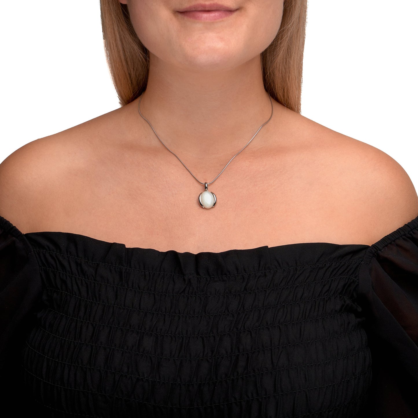 Halskette Schlangenkette 925/- Sterling Silber rhodiniert 47,0cm Mondstein