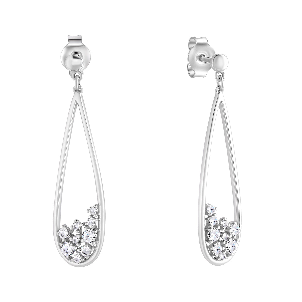 Ohrstecker 925/- Sterling Silber rhodiniert 3,5cm Zirkonia