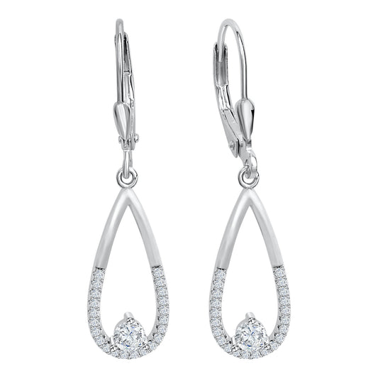 Ohrringe 925 Silber rhodiniert mit weißen Zirkonia-Steinen