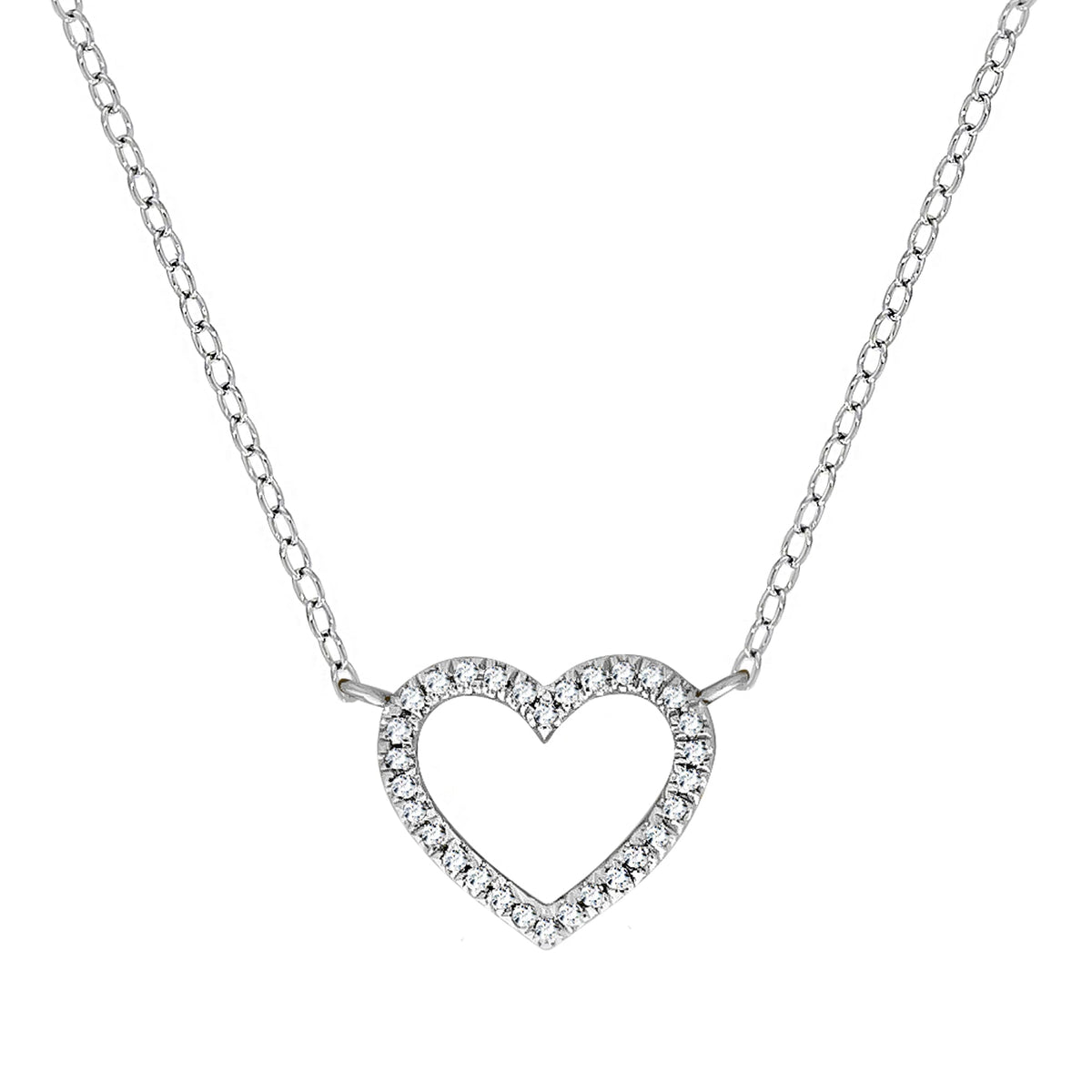 Collier Herz 585 Weißgold Ankerkette 585/- Gold 45,0cm Diamant 0,055ct