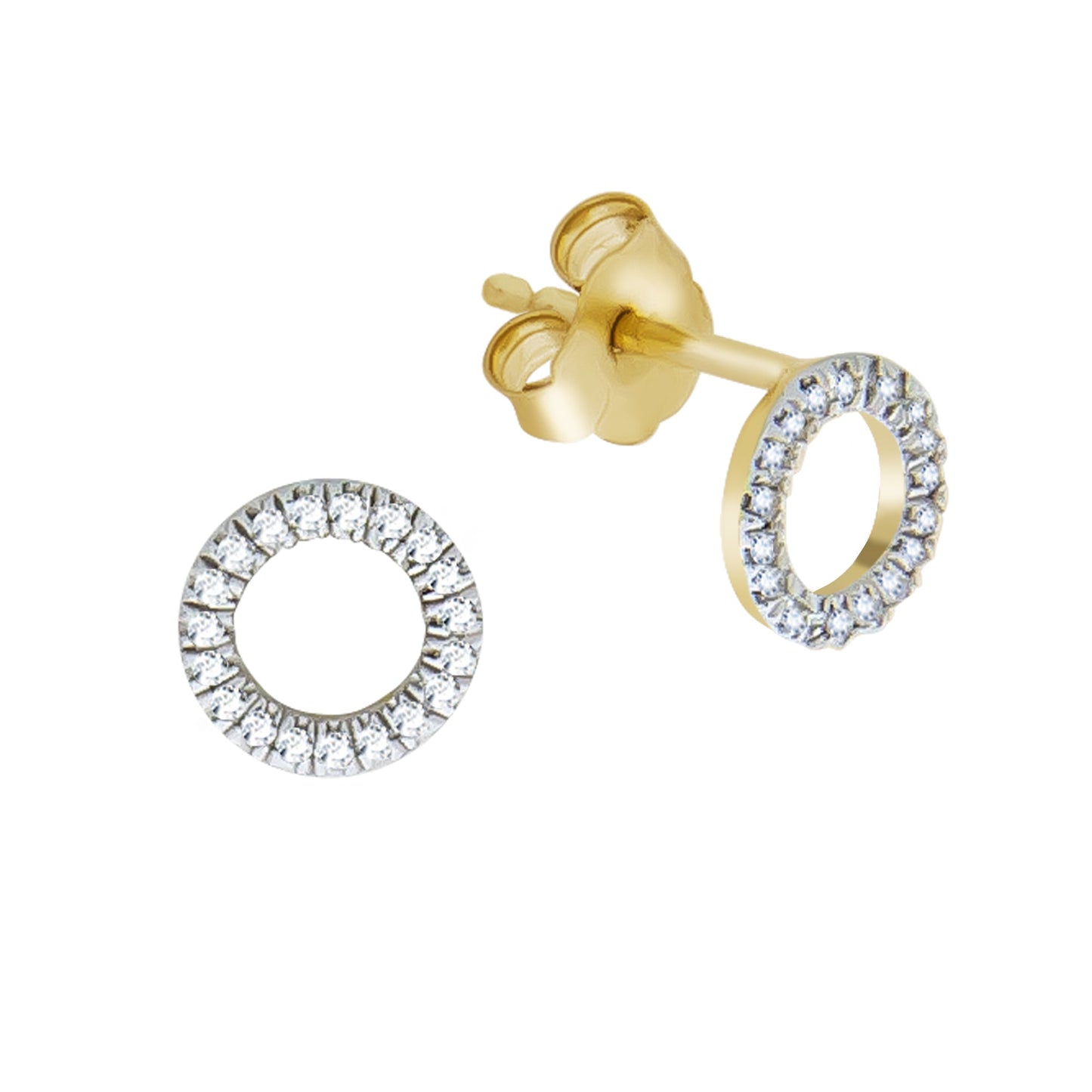 Ohrstecker 375/- Gold rhodiniert (teil) 1,0cm Diamant 0,060ct