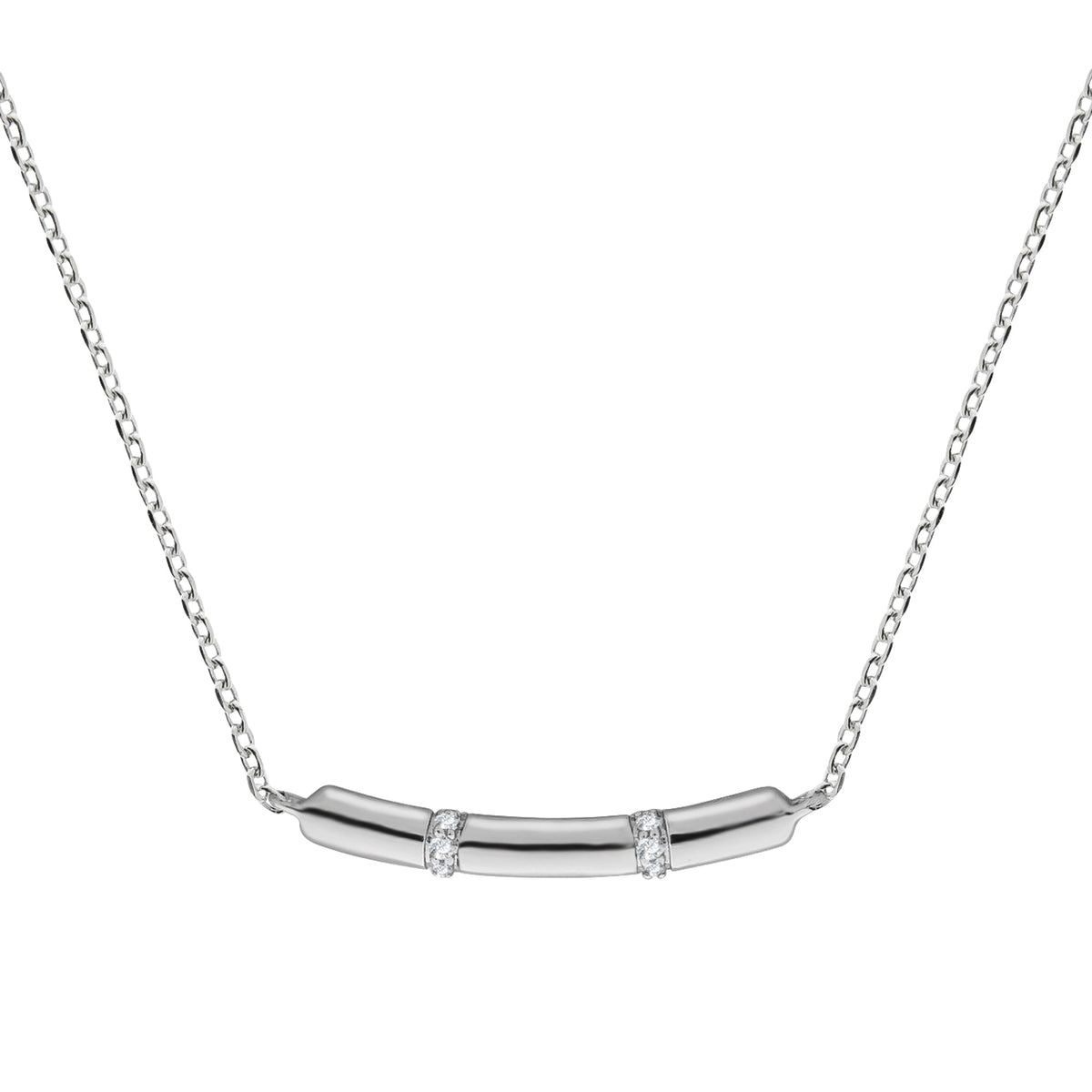 Collier 375 Weißgold Diamant Ankerkette 375/- Gold rhodiniert (teil) 45,0cm Diamant 0,020ct