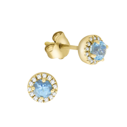 Vivance - Ohrstecker 375 Gelbgold mit Blautopas und Diamanten