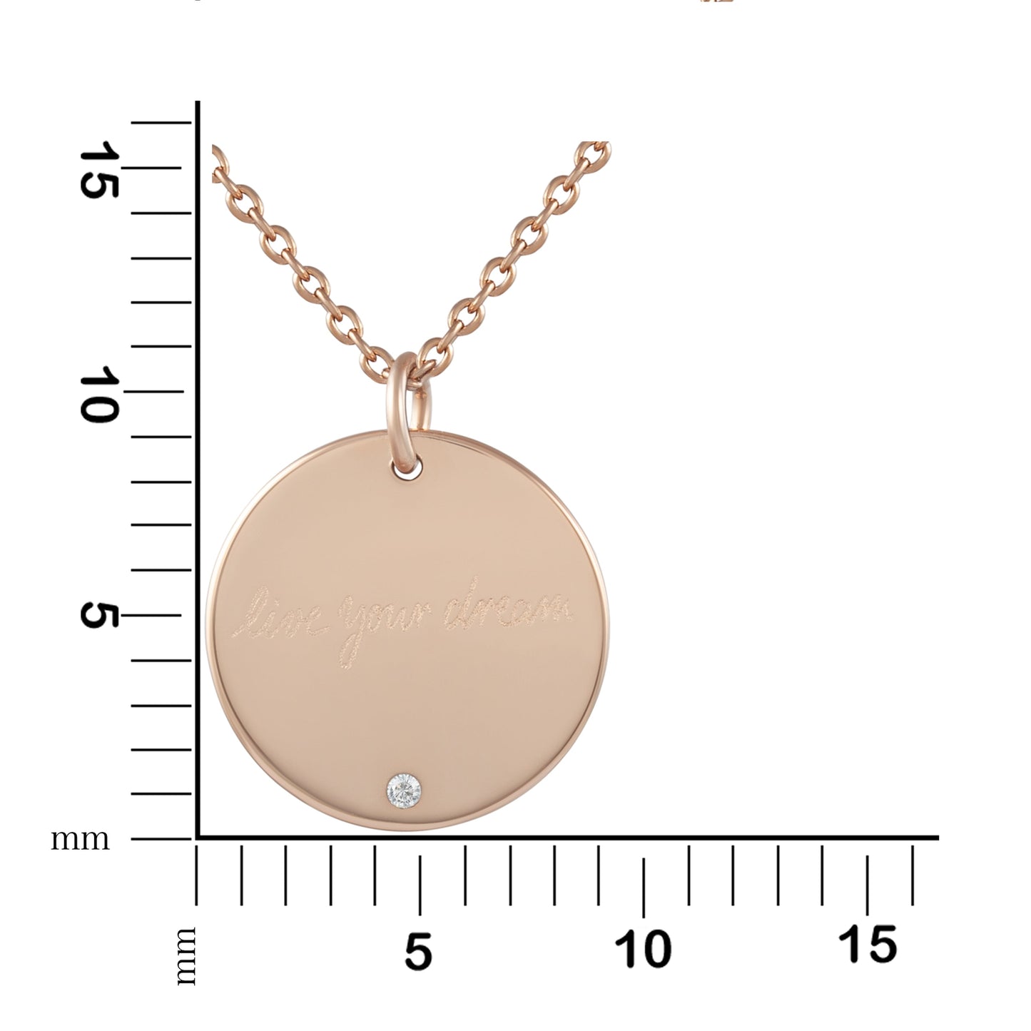 Anhänger mit Kette Ankerkette 925/- Sterling Silber rotvergoldet 45,0cm Zirkonia
