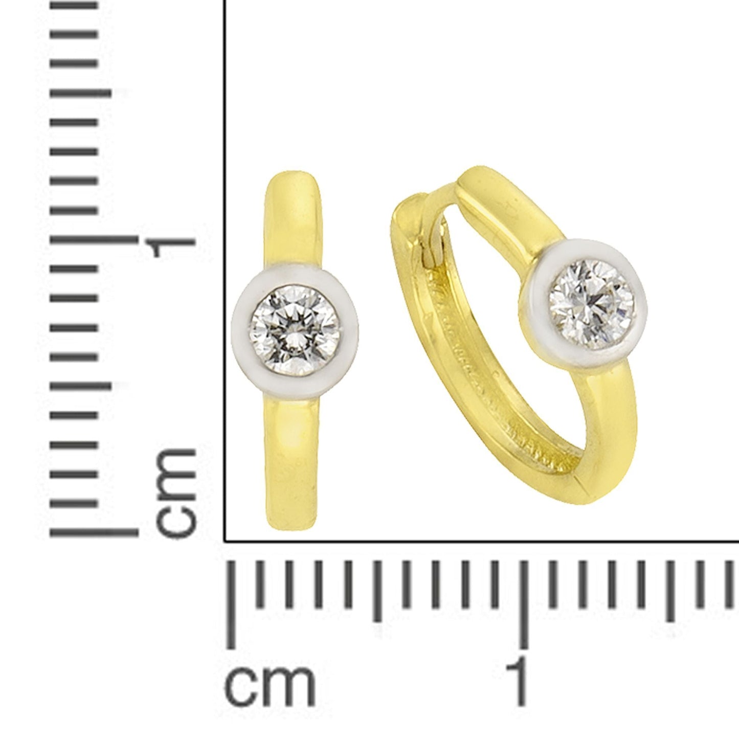 Creole 333/- Gold rhodiniert (teil) 1,3cm Zirkonia