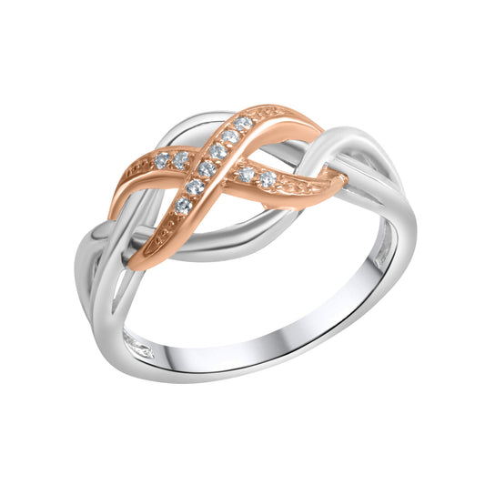 Zeeme Silver - Damen-Ring aus 925 Sterling Silber rhodiniert rosé-vergoldet mit Unendlichkeits-Zeichen