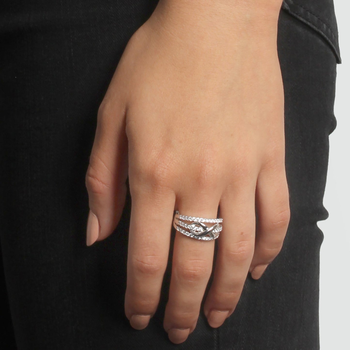 Ring 925/- Sterling Silber rhodiniert Zirkonia