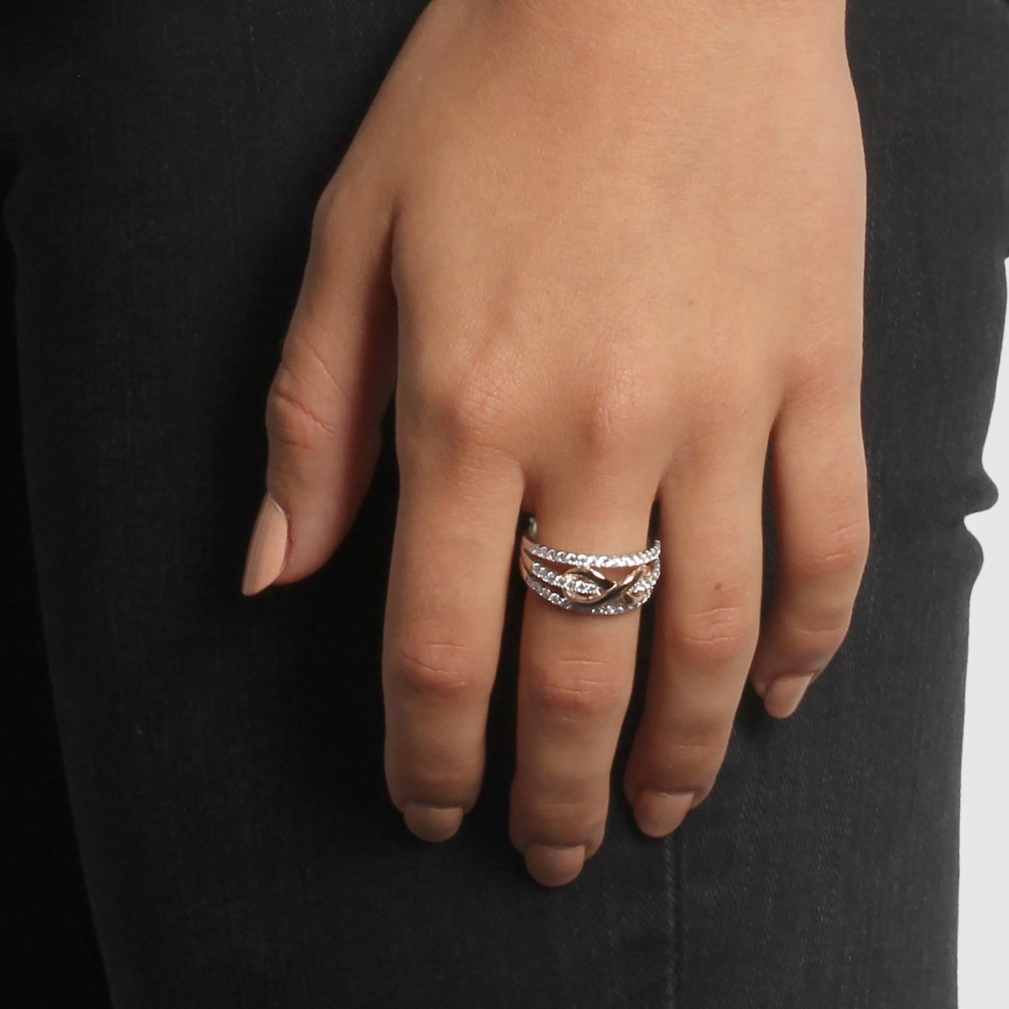 Ring 925/- Sterling Silber rotvergoldet (teil) Zirkonia