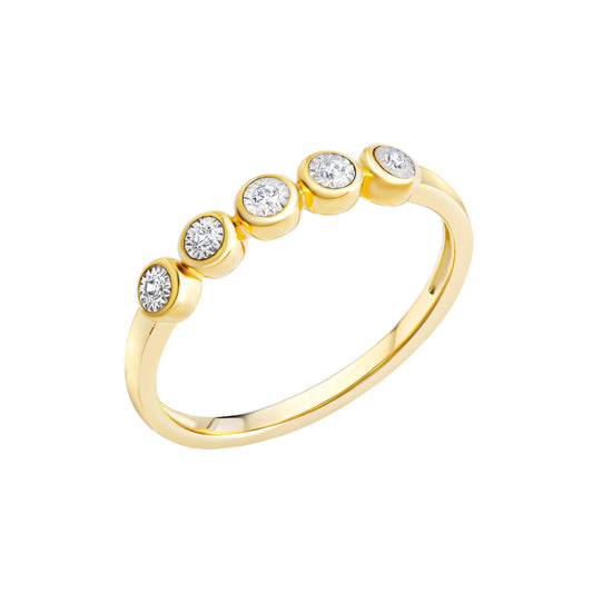 Diamonds by Ellen K. - Damen-Ring 585 Gold zweifarbig mit 5 echten Brillanten zus. 0,05 ct.