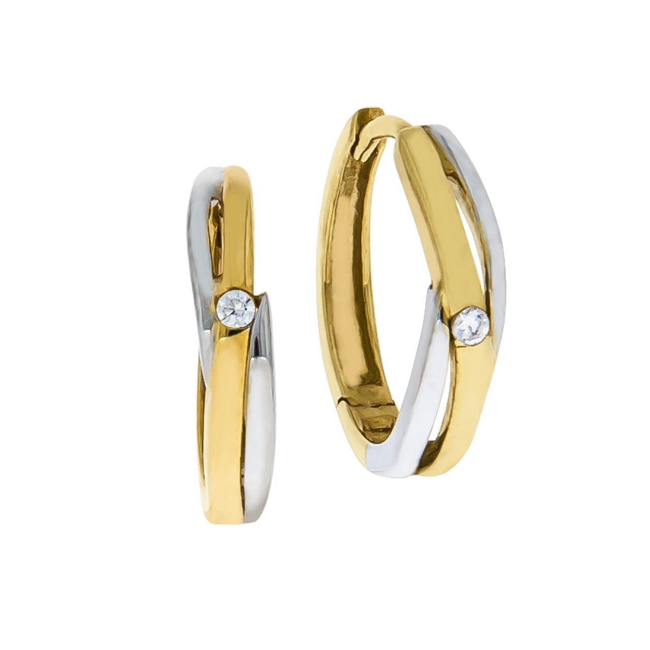 Creolen Ohrringe Damen 333 Gelbgold bicolor 1,6cm, 1 Paar