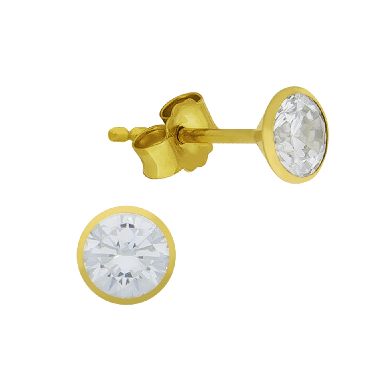 Ohrstecker Damen 375 Gelbgold Zirkonia 0,5cm, 1 Paar