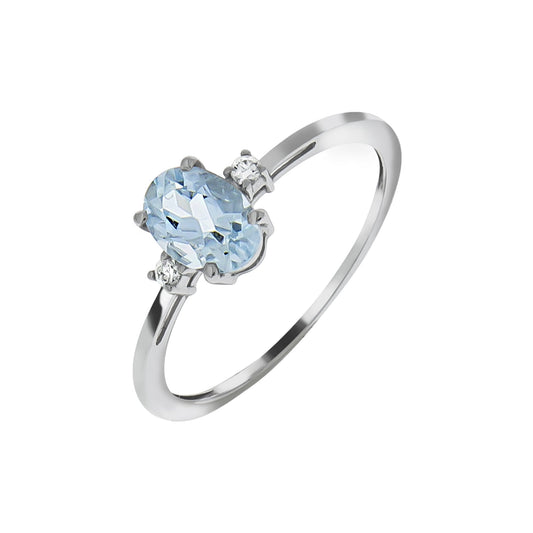 Vivance - Damen Ring aus 375/- Weißgold mit einem Aquamarin und 2 Brillanten