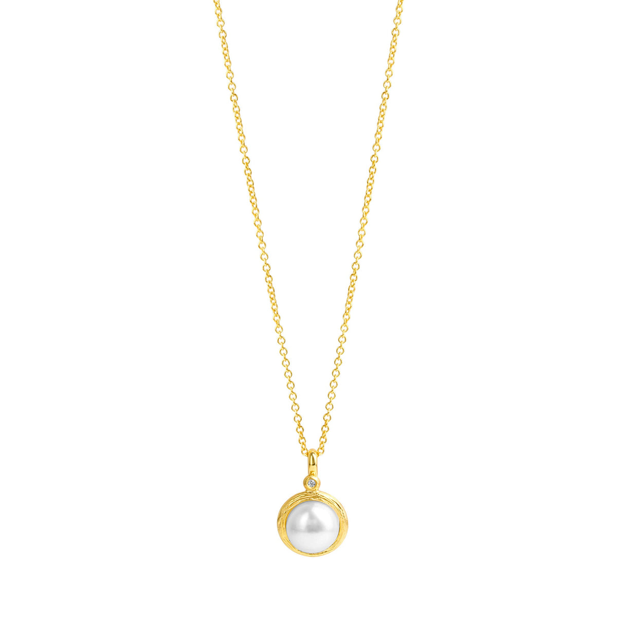 Anhänger mit Kette Ankerkette 375/- Gold 42cm Muschelkernperle