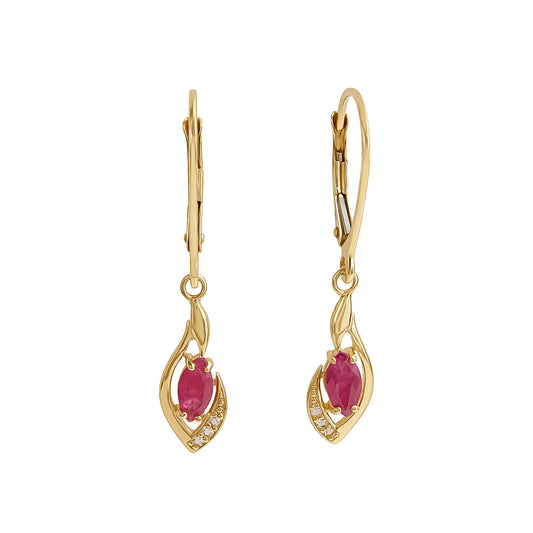 Vivance - Damen Ohrhänger aus 375/- Gelbgold mit Rubin und Weißtopas