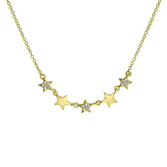 Celesta - Damen-Collier 42+3cm Zirkonia vergoldet Sterne