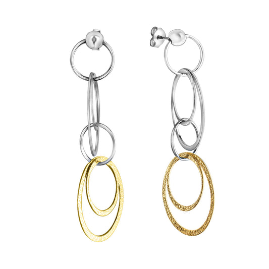 Celesta - Damen-Ohrhänger aus 925 Sterling Silber rhodiniert + vergoldet 60mm lang