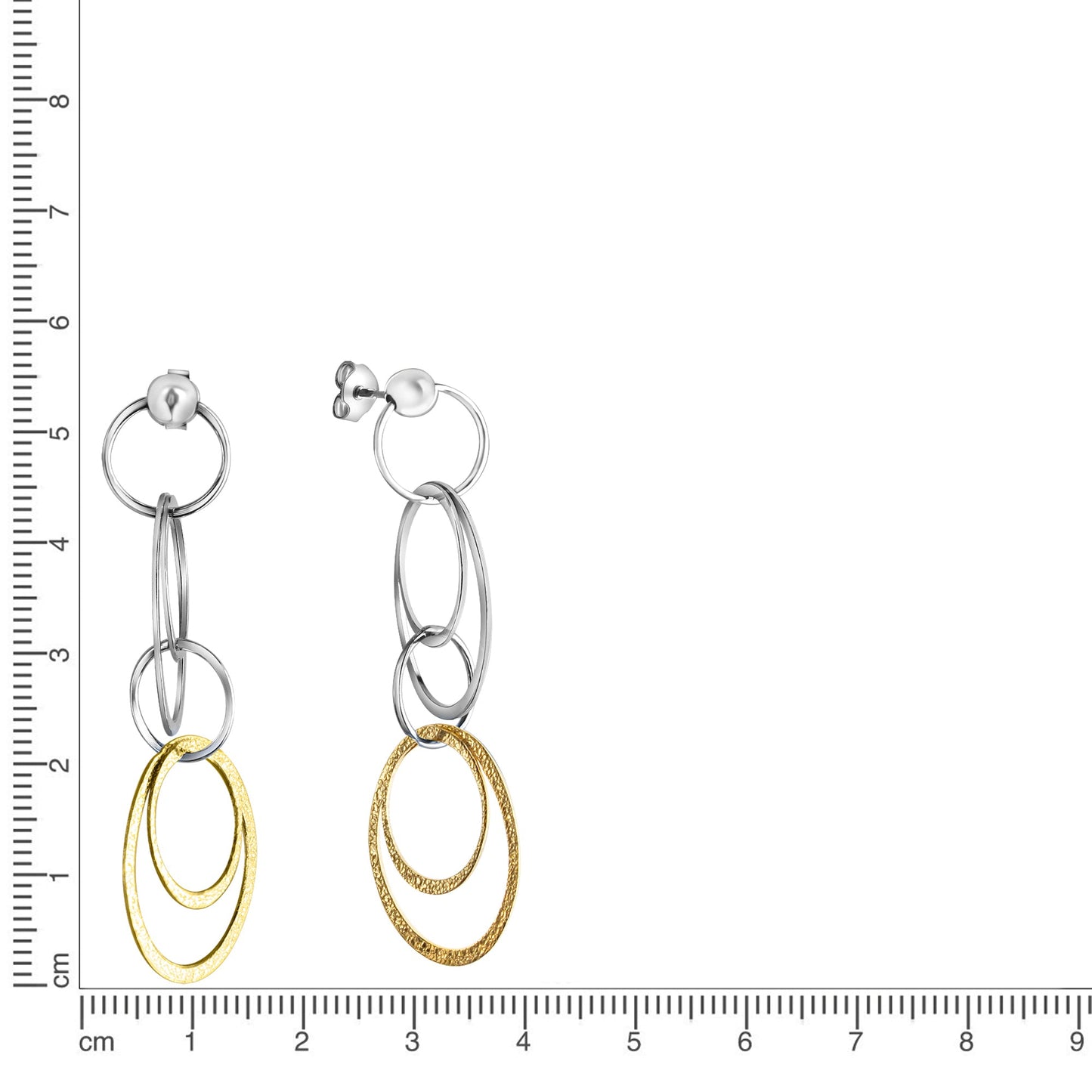 Ohrringe 925/- Sterling Silber vergoldet (teil) 6,0cm ohne