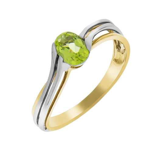 Goldring Damen 375er Gelbgold/Weißgold mit Peridot