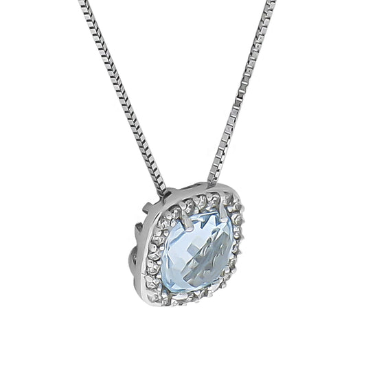 Vivance - Anhänger mit Kette aus 375 Weißgold mit 1 Topas und 22 Zirkonia