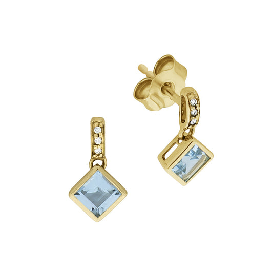 Vivance - Ohrstecker 585 Gelbgold mit 2 Blautopase und 6 Brillanten