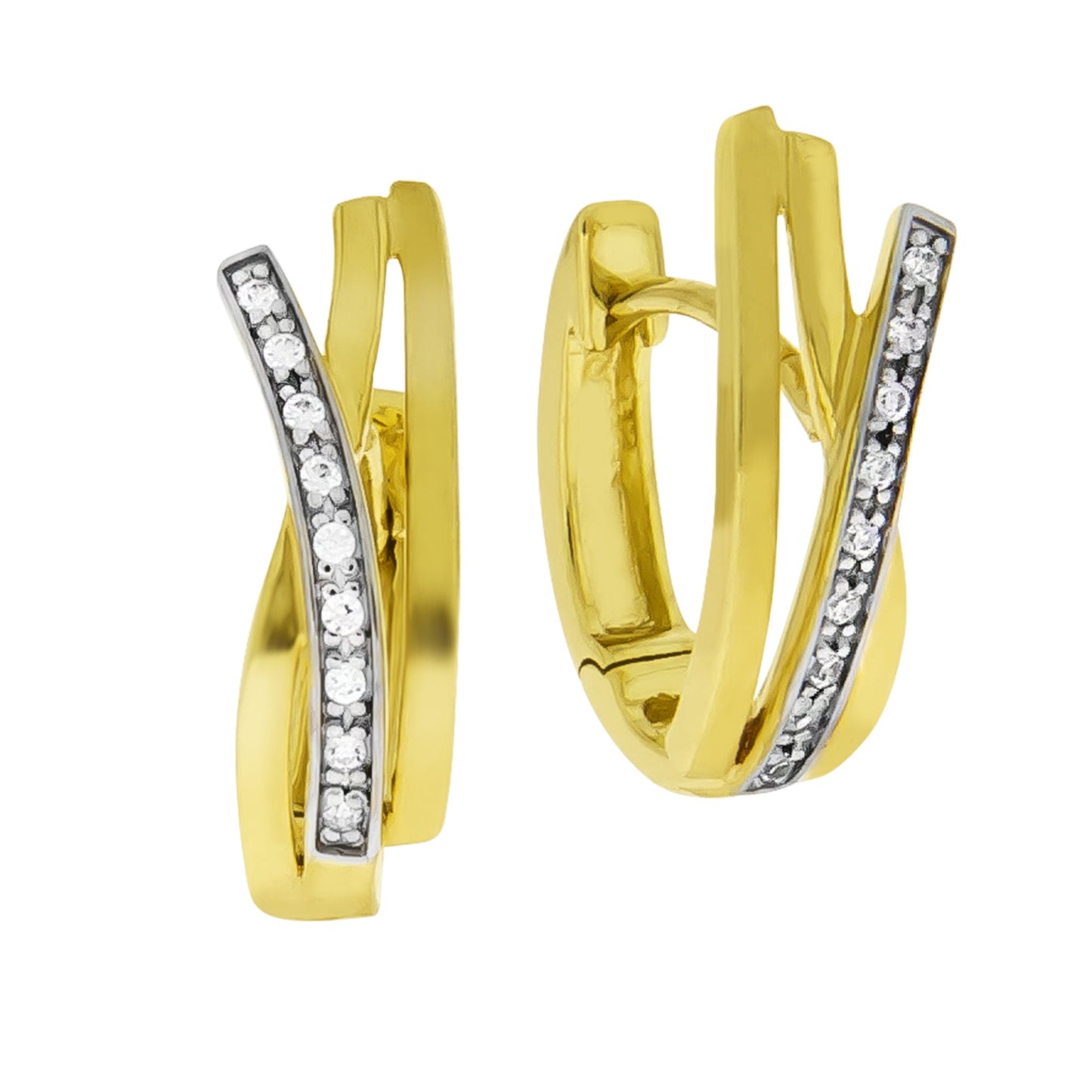 Klappcreolen 333/- Gold rhodiniert (teil) 1,6cm Zirkonia