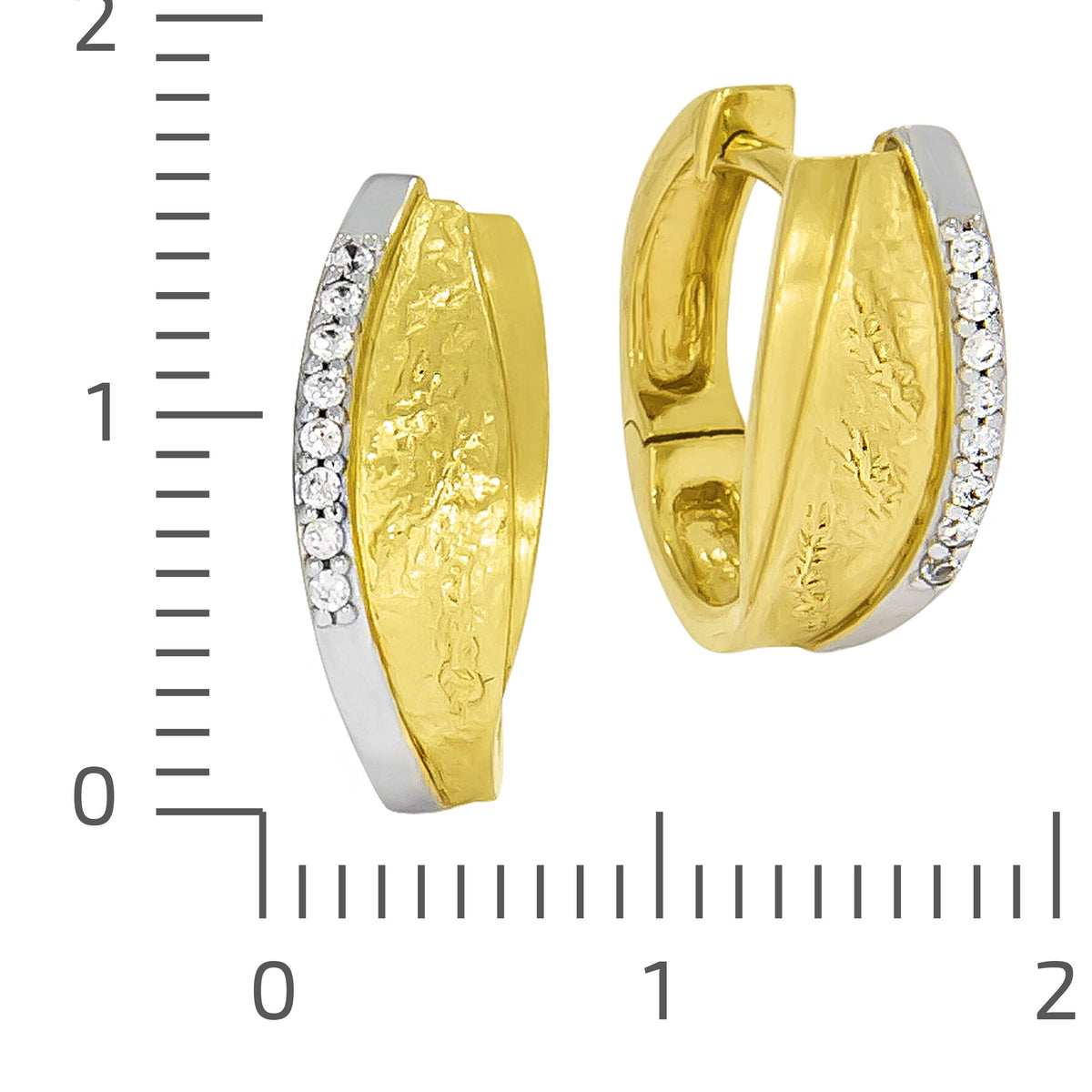 Klappcreolen 333/- Gold rhodiniert (teil) 1,4cm Zirkonia