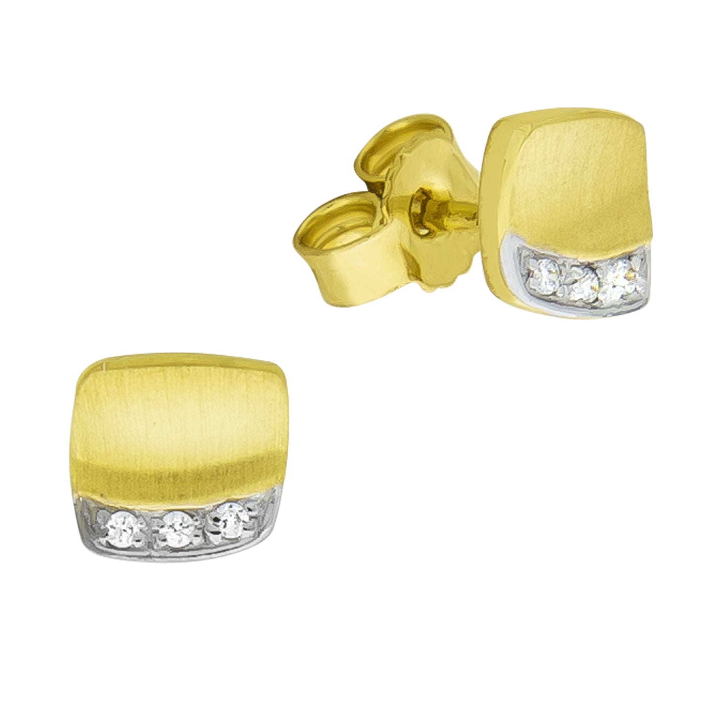 Ohrstecker 333/- Gold rhodiniert (teil) 0,6cm Zirkonia