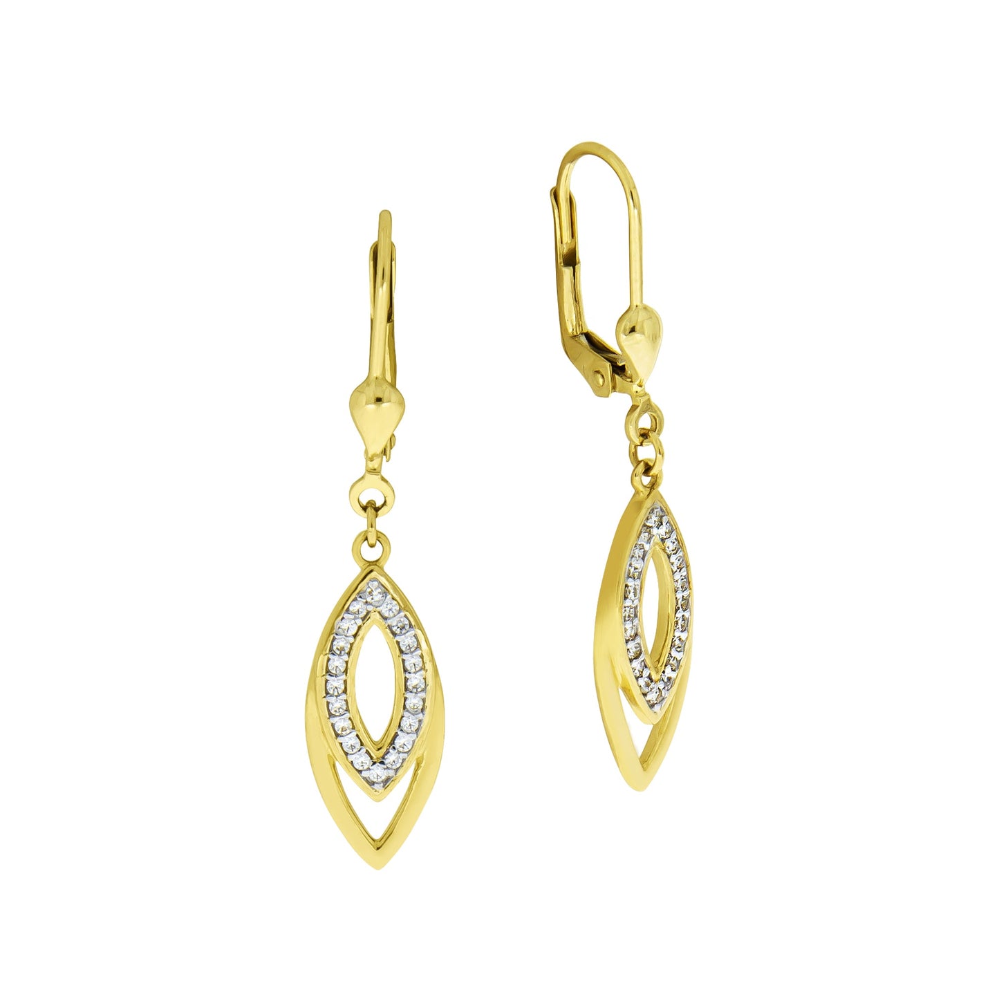 Ohrhänger 375/- Gold rhodiniert (teil) 3,6cm Zirkonia