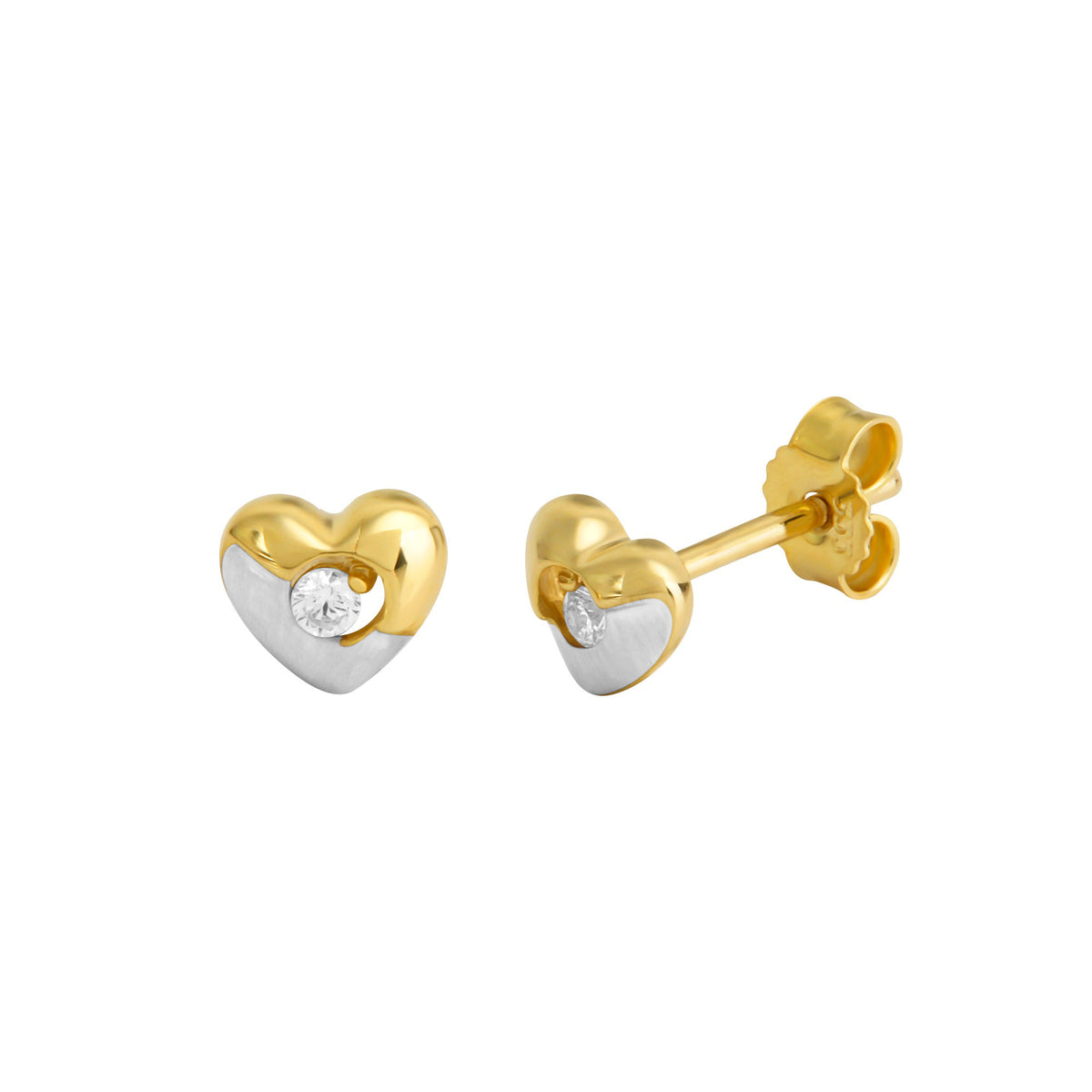 Ohrstecker 333/- Gold rhodiniert (teil) 0,5cm Zirkonia