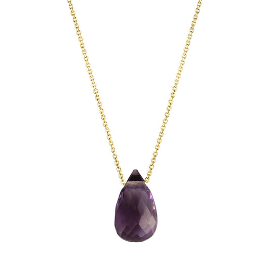 Celesta Gold - Anhänger mit Kette 375 Gelbgold Amethyst Tropfen