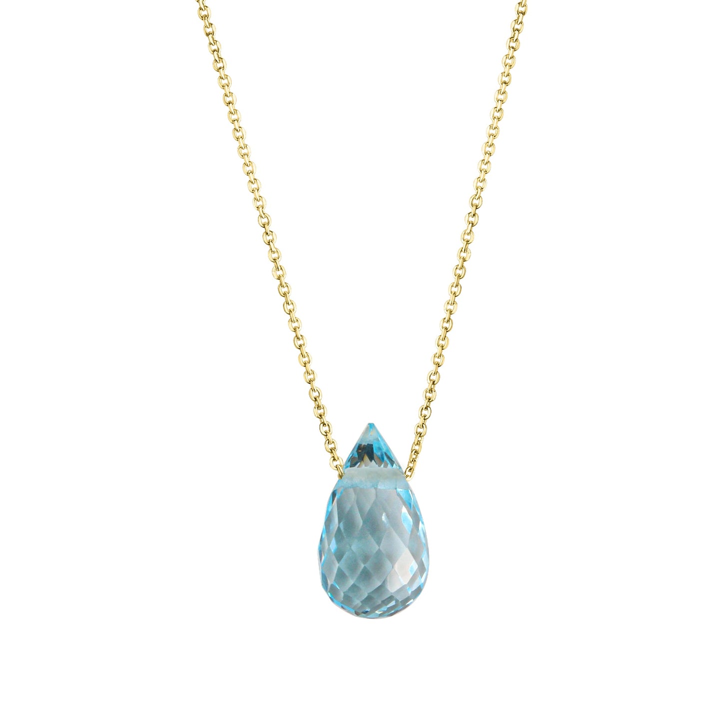 Halskette Ankerkette 375/- Gold 45,0cm Blautopas beh.