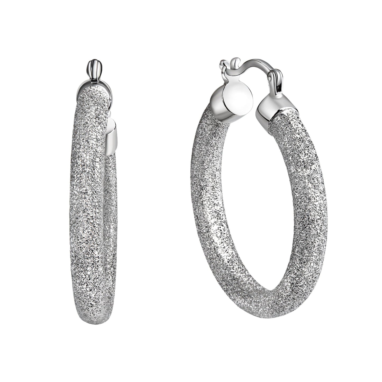 Creolen 925/- Sterling Silber rhodiniert 3cm ohne Stein