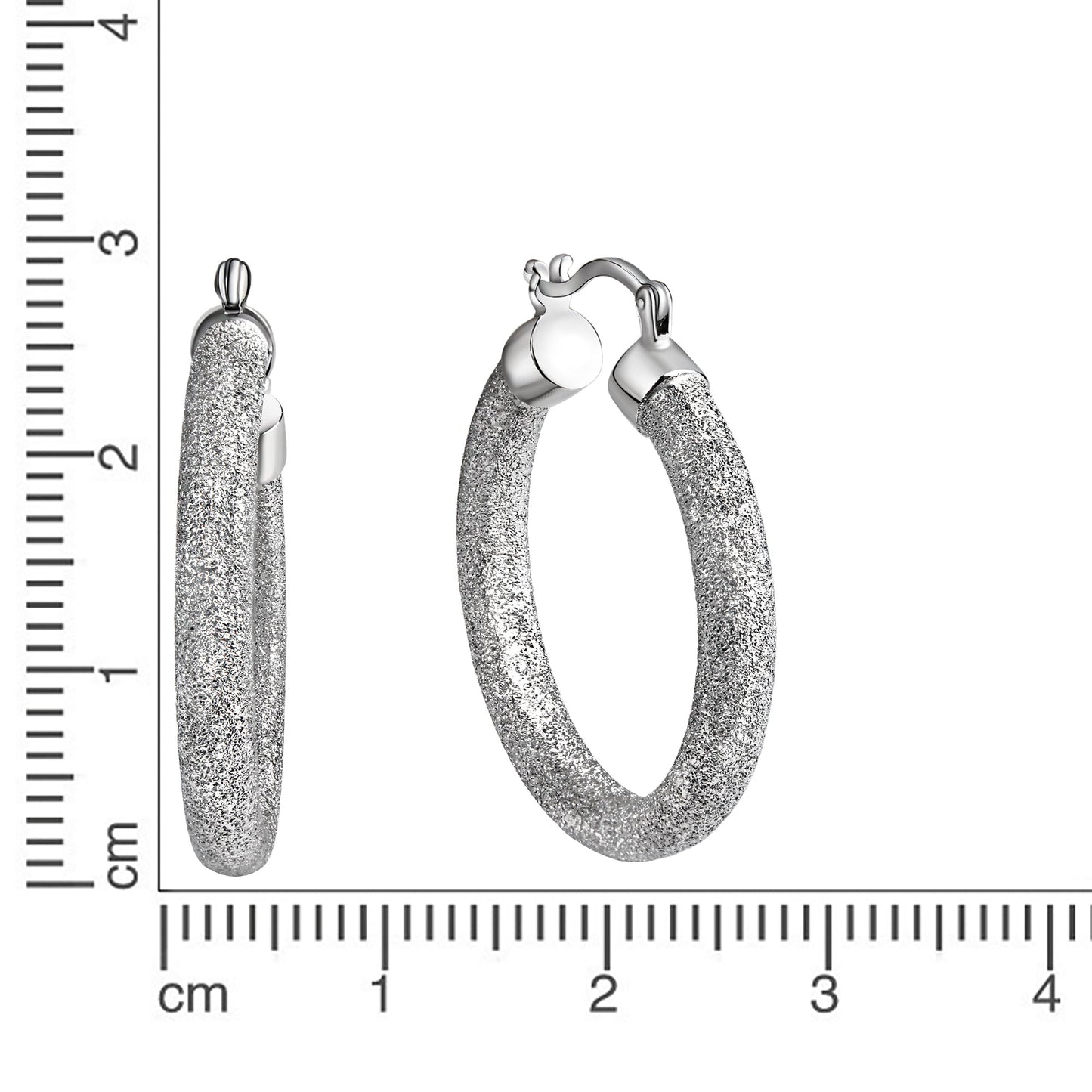 Creolen 925/- Sterling Silber rhodiniert 3cm ohne Stein