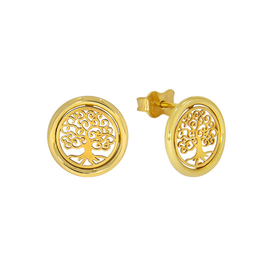Vivance - Ohrstecker aus 375/- Gelbgold matt/glanz Motiv Lebensbaum