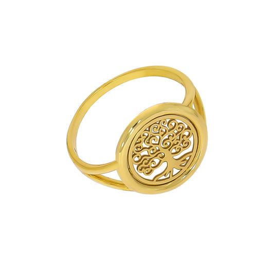 Vivance - Damen Ring aus 375/- Gelbgold glanz/matt Motiv Lebensbaum