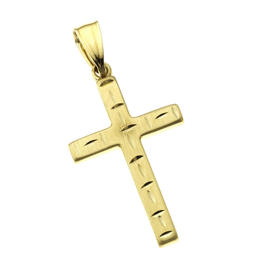 Vivance -Kreuz Anhänger aus 333/- Gelbgold matt/diamantiert