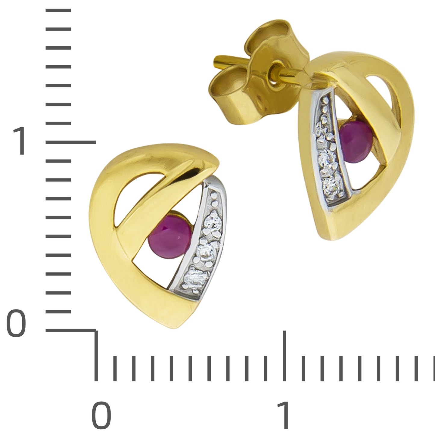 Ohrstecker 333/- Gold 1,0cm Rubin