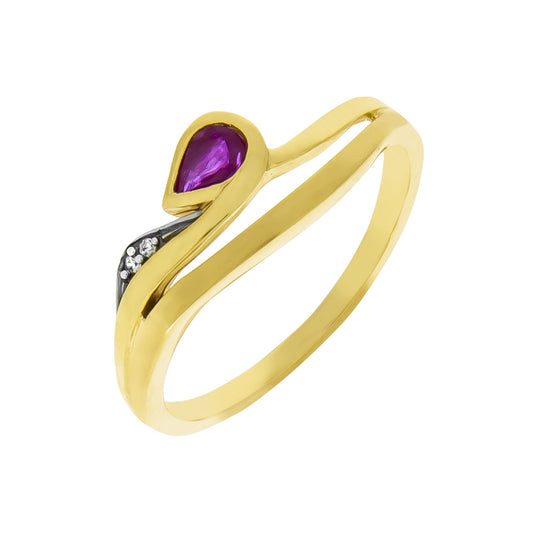 Vivance - Damen Ring aus 333/- Gelbgold bicolor mit 1 Rubin und 2 Zirkonia
