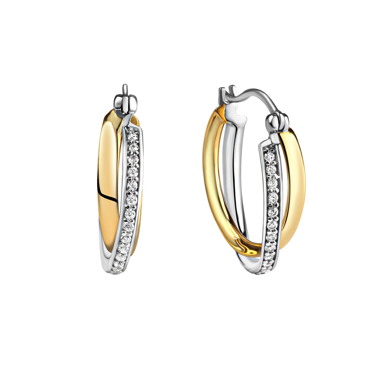 Ohrring 925/- Sterling Silber vergoldet (teil) 1,8cm Zirkonia