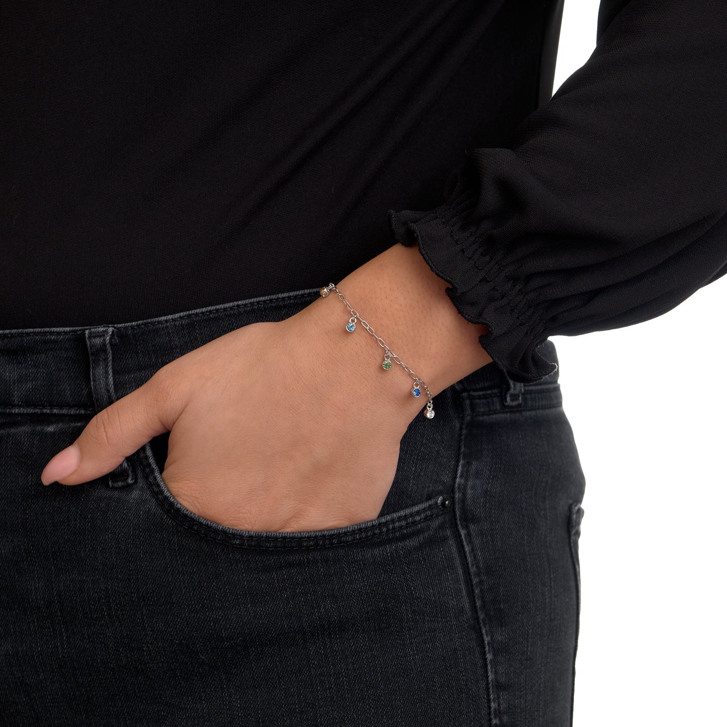 Armband keine / nicht relevant 925/- Sterling Silber rhodiniert 19,0cm Kristall